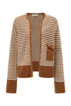 SWAYING 25 Autumn/Winter Chunky Striped Pocket Detail Cardigan SW-SW25AW1T28C1S2-LZ Chestnut Brown